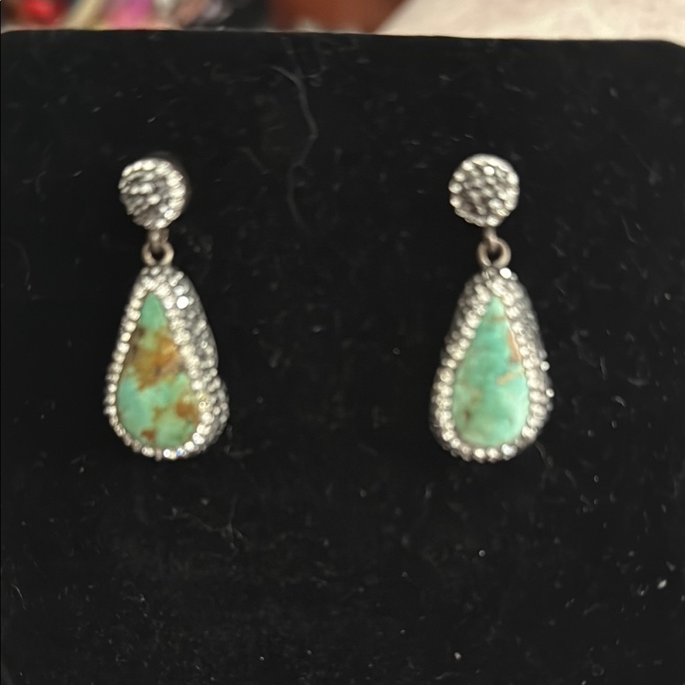 Elegant Turquoise and Silver Drop Earrings